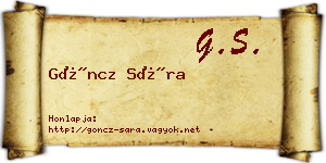 Göncz Sára névjegykártya